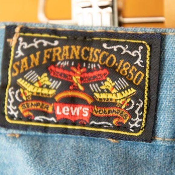 70's Levi's Orange Tab Light Wash High Rise Straight Bootcut Jeans mens 34/34 - Picture 13 of 16